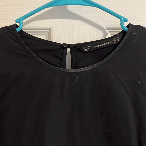 Zara Black Floral Embroidered Shift Bell Sleeve Dress - Picture 4 of 5